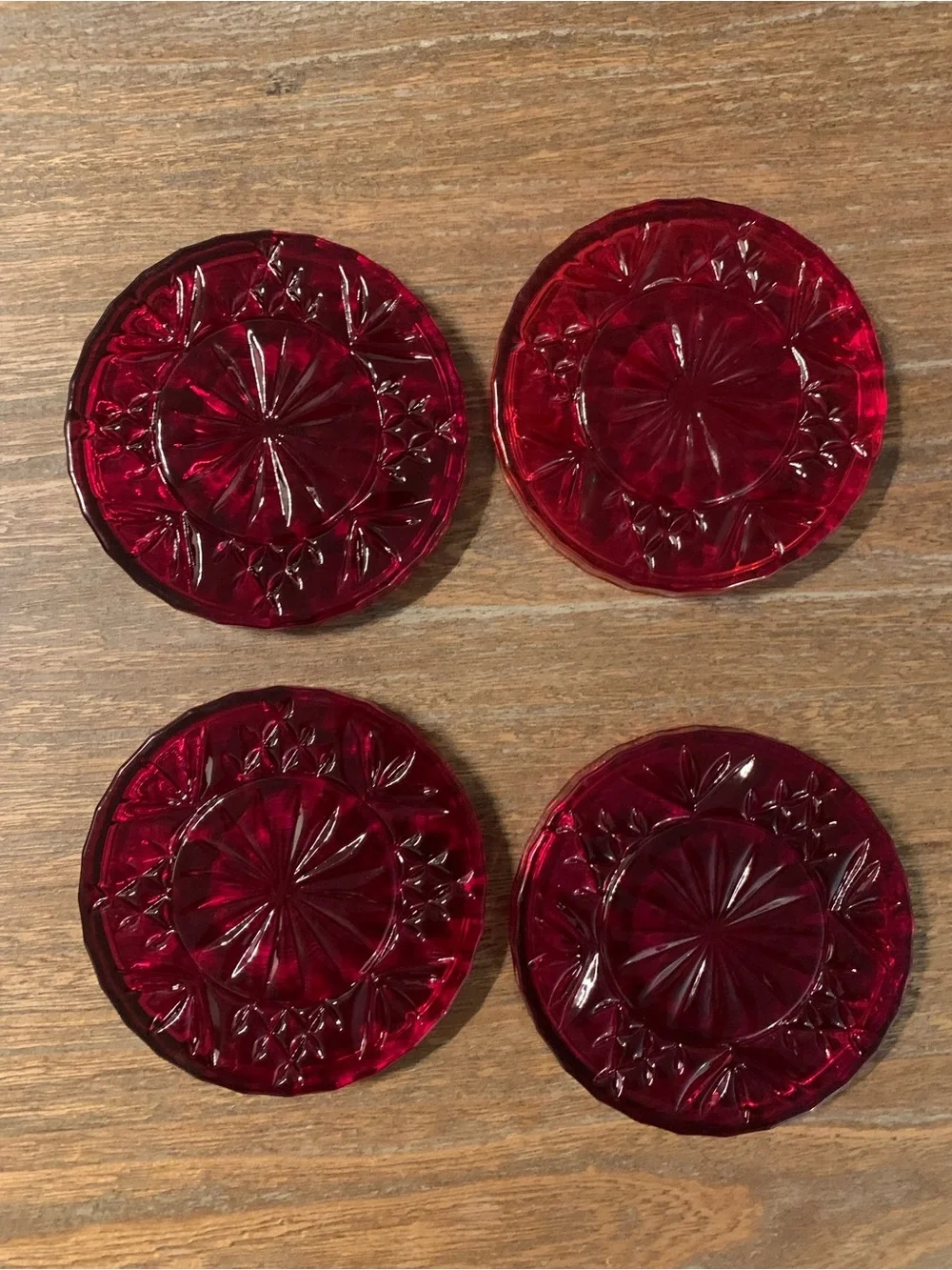Shannon by Godinger Dublin Red Crystal Glass Coaster Set of 4